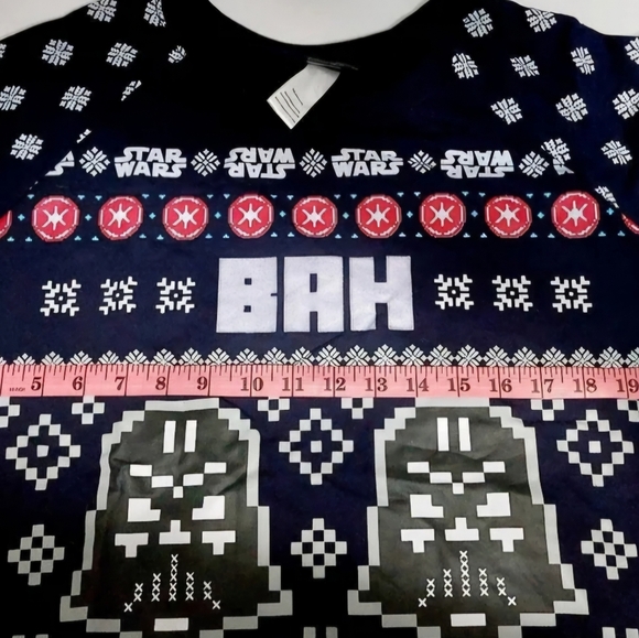 Disney Navy Blue Star Wars Bah Humbug Christmas Sweater (size Jr. 2X 19) - Picture 6 of 7